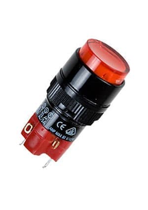 D16LAR1-1ABKR, кнопка с фикс. 250В/5А, LED подсветка 24В крас.