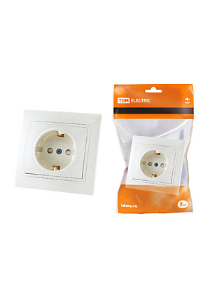 SQ1814-0016, Розетка 2П+З с защ. шт. 16А 250В белая "Таймыр"
