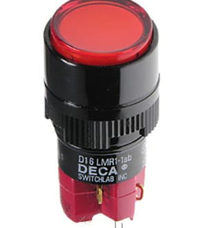 D16LAR1-1ABHR, кнопка с фикс. 250В/5А, LED подсветка 6В