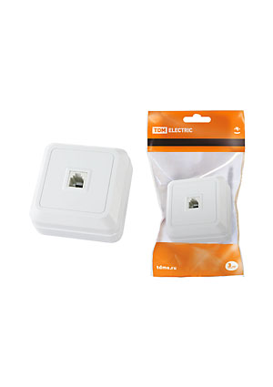 SQ1801-0021, Розетка TФ (RJ-11) открытой установки IP20, белая "Ладога"