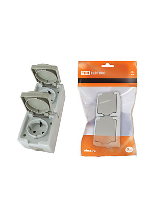 SQ1803-0009, Розетка двойная 2П+3 (вертикальная) открытой установки IP54 16А "Вуокса"