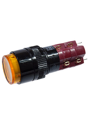D16LAR1-2ABHY, кнопка с фикс. 250В/5А, LED подсветка 6В