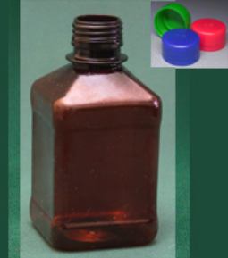 Бутылка квадратная Экросхим: 270 мл коричневая с крышкой и контрольным кольцом ПЭТ