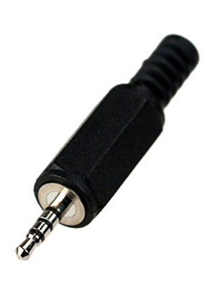 1-021, штекер аудио-видео 2.5мм  4 контакта пластик на кабель