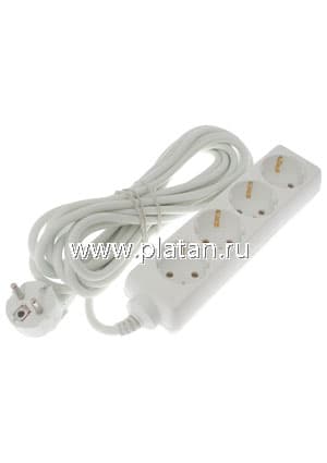 РС-4/зем-1.5м, Удлинитель сетевой, 4 розетки, заземление, 1.5м