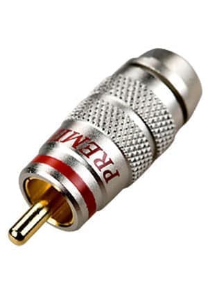 1-282G RED, штекер RCA металл с термостойким изолятором на кабель красный "позолоченный"