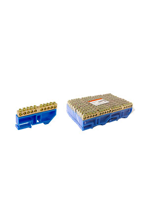 SQ0801-0032, Шина "N" нулевая с изолятором на DIN-рейку 8x12мм стойка бол. 10 групп
