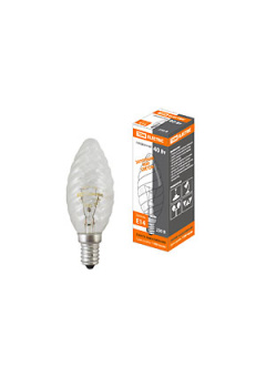 SQ0332-0013, Лампа накаливания "Витая свеча" прозрачная 40 Вт-230 В-Е14