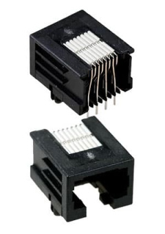 1-215877-3, RJ45 гнездо на плату угл.Cat.3