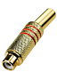1-213G RED, гнездо RCA металл на кабель пайка красный "позолоченный"