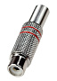 1-209, гнездо RCA металл на кабель пайка красный